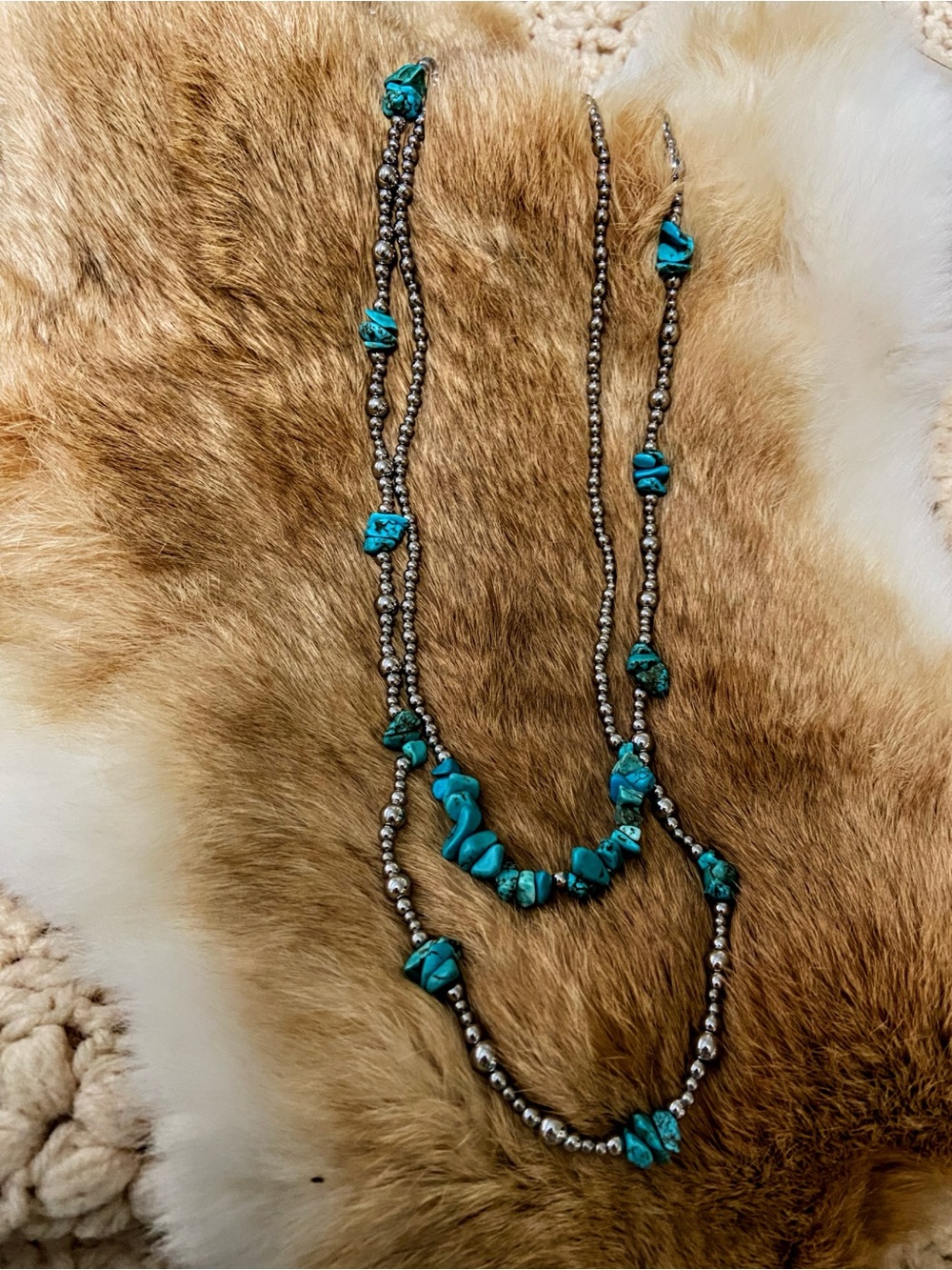 Turquoise Chip Layering Necklaces - Navajo Pearl Style - Stainless Steel